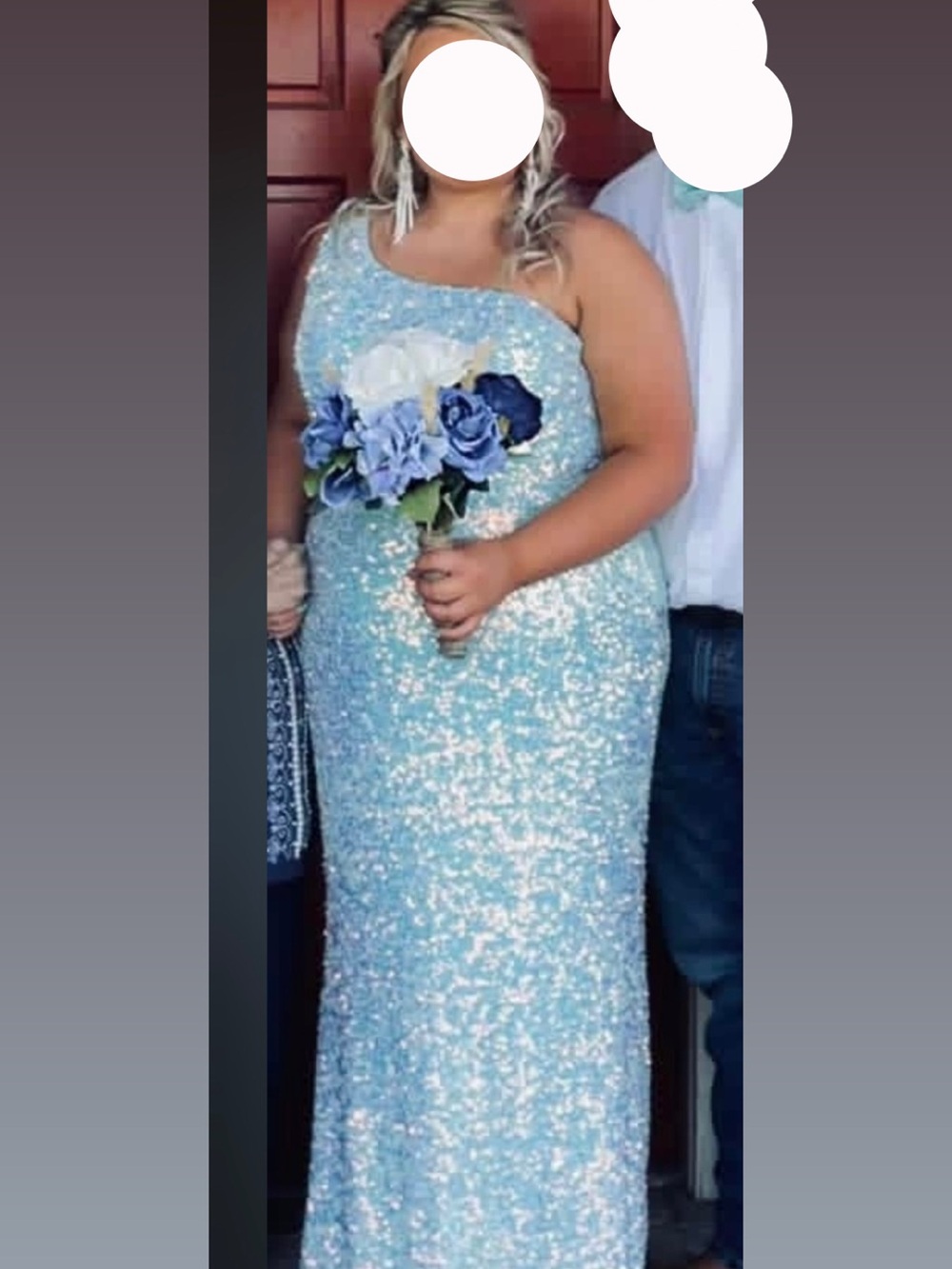 Tiffany Designs Light Blue Sequin One-Shoulder Girls' Formal Dress